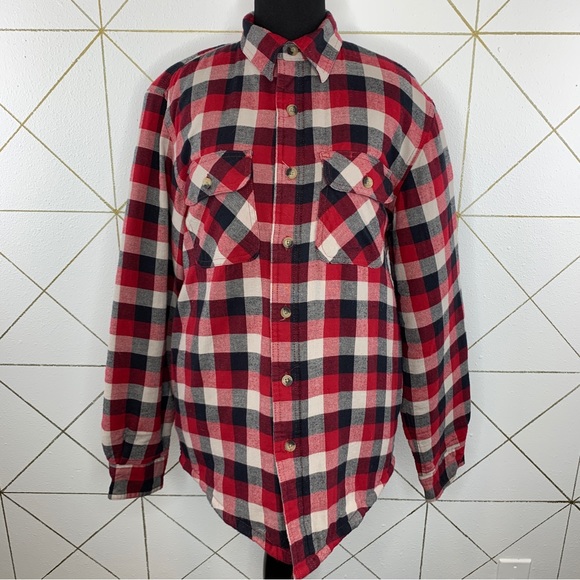 Wrangler Authentics Long Sleeve Quilted Lined Tri Color Buffalo Checked Shacket